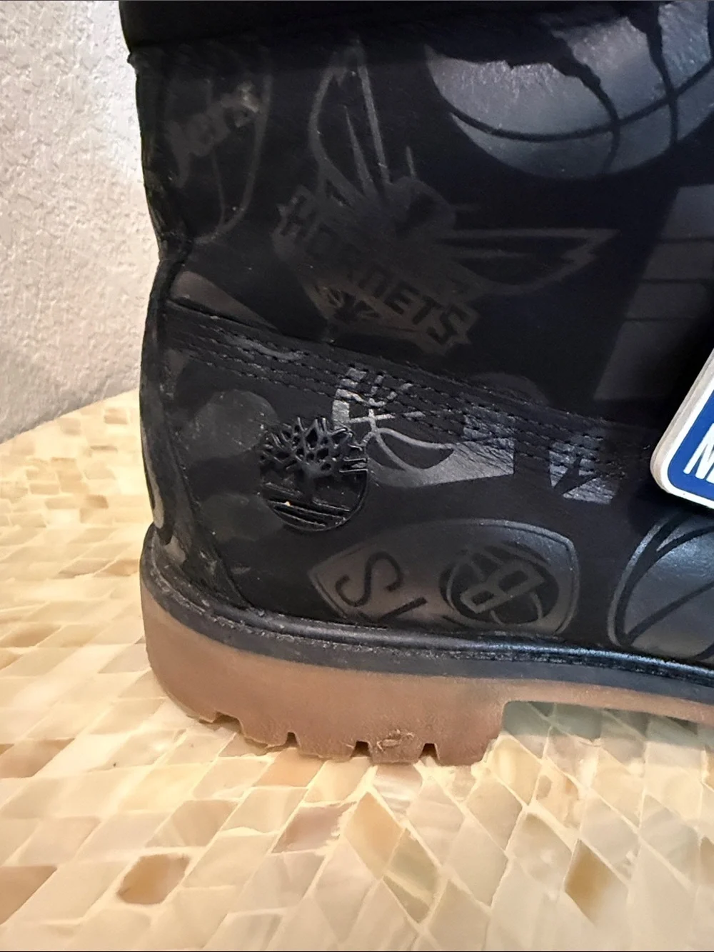 Timberland Black NBA Logo and teams Graphic Lace-Up Boot size 12 M